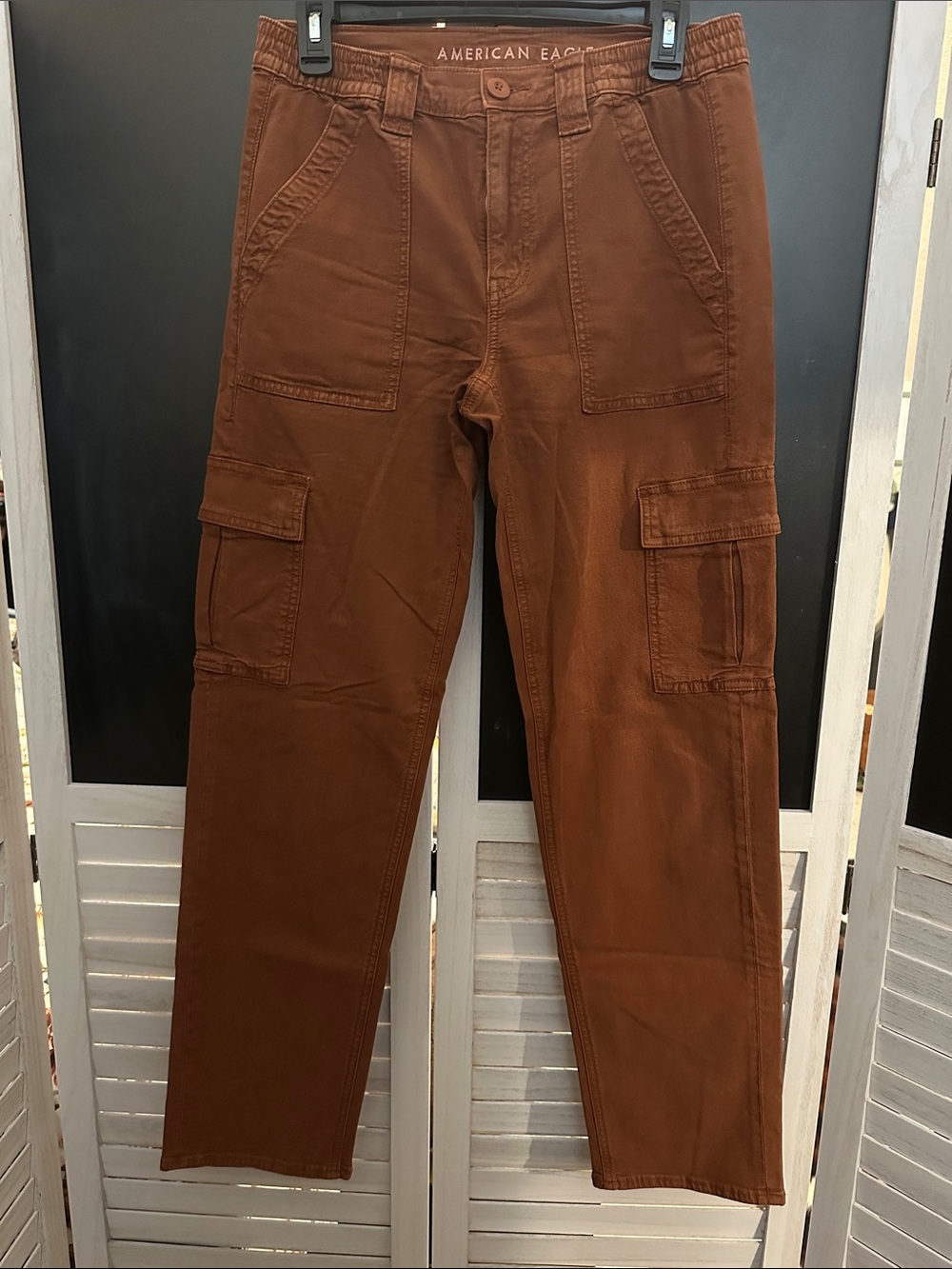 American Eagle High Rise Rust Cargo Utility Pants